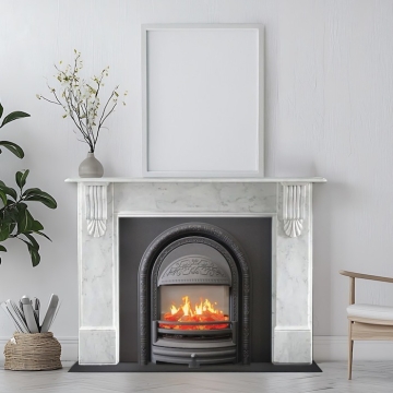 Integra Ashbourne Cast Iron Back Panel With Ilektro LED Electric Fire