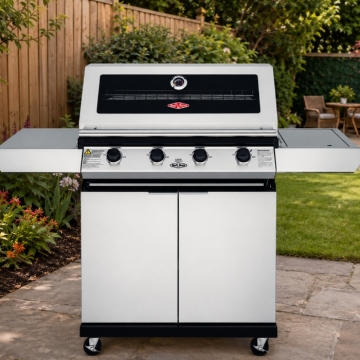Beefeater 1200 Series 4 Burner BBQ & Side Burner Trolley, Stainless Steel