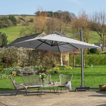 Icon Premium T1 4x3m Oblong Free Arm Parasol, Manhattan Icon Premium T1 4x3m Oblong Free Arm Parasol, Manhattan