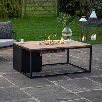 Cosiloft 120 Gas Fire Pit & Lounge Table, Black & Teak