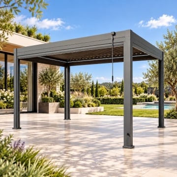 Nestune Luxe 3x3m Aluminium Pergola with 4 Retractable Sides & LED Lights
