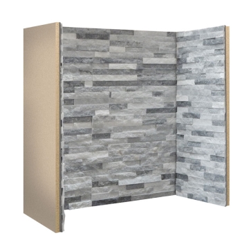 Gallery Staggered Grey White Slate Fireplace Chamber