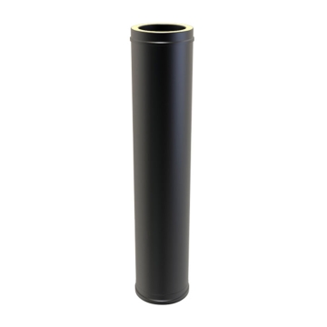 Black Powder Coated 1m Twin Wall Flue