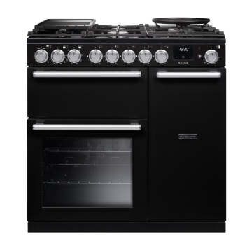 Rangemaster Nexus 90cm NEX90DF/CM1 Dual Fuel Range Cooker, Gloss Black