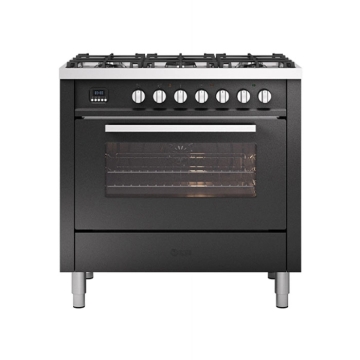 ILVE Torino 90cm 6 Burner Single Cavity Dual Fuel Range Cooker, Matt Graphite ILVE Torino 90cm 6 Burner Single Cavity Dual Fuel Range Cooker, Matt Graphite
