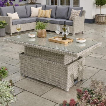 (Returned) Kettler Palma Signature Glass Top Table, White Wash