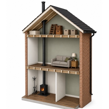 Double Storey Straight-Up Flue Kit - 5" Twinwall Flue (125mm)