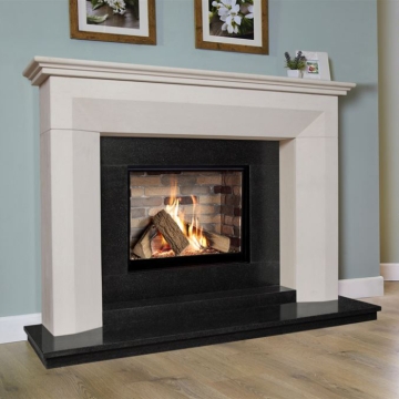 The Collection by Michael Miller Angelo Celena 54" Limestone & Black Granite Fireplace Suite The Collection by Michael Miller Angelo Celena 54" Limestone & Black Granite Fireplace Suite