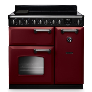 Rangemaster Classic Deluxe 90cm Induction Range Cooker, Bordeaux/Chrome