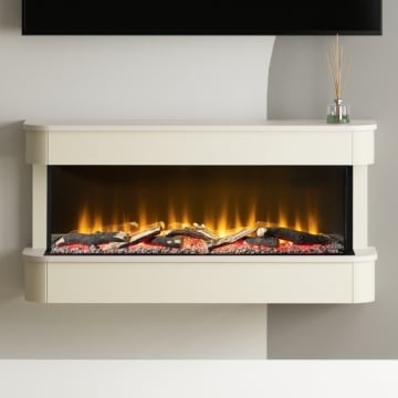 FLARE Juliette 1000 Wall Mounted Electric Fireplace Suite, Angora/Matt Cashmere