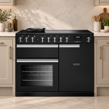 Rangemaster Professional Deluxe 100cm Induction Range Cooker, Charcoal Black, Roomset