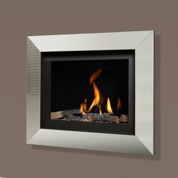 Celena Wall Mounted Balanced Flue Gas Fire Chrome Trim, Black Liner Celena Wall Mounted Balanced Flue Gas Fire Chrome Trim, Black Liner