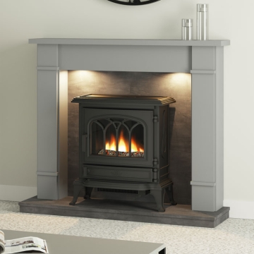 FLARE Cheshire 48" Inglenook Fireplace, Dark Grey/Grey Slate