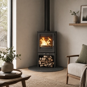 Circular Black Granite Hearth, Lifestyle