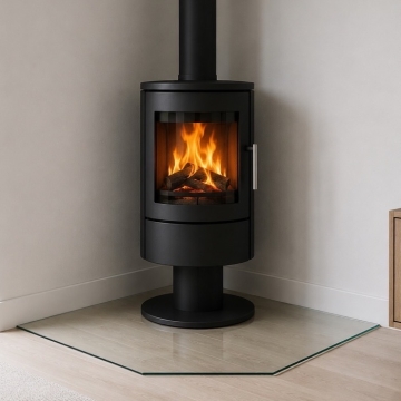 Corner Glass Hearth, Clear