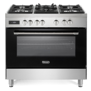 DeLonghi 90cm Professional Single Cavity Dual Fuel Range Cooker, Stainless Steel