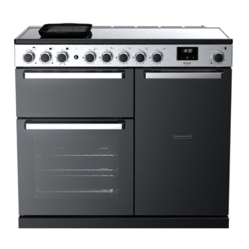 Rangemaster Edge Deluxe 100cm Induction Range Cooker, Black Glass/Chrome