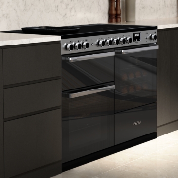 Rangemaster Edge Deluxe 110cm Induction Range Cooker, Black Glass/Chrome Rangemaster Edge Deluxe 110cm Induction Range Cooker, Black Glass/Chrome