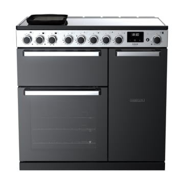 Rangemaster Edge Deluxe 90cm Induction Range Cooker, Black Glass/Chrome