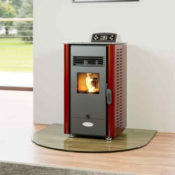 Henley Elm Eco 4kW Pellet Stove, Red