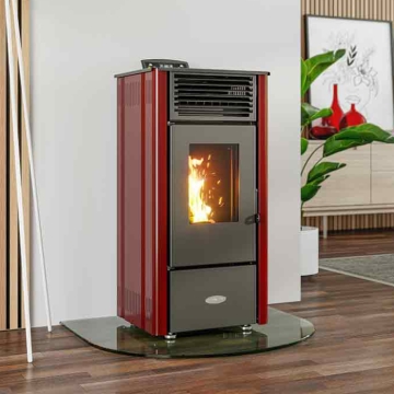 Henley Elm Eco 8kW Pellet Stove, Red