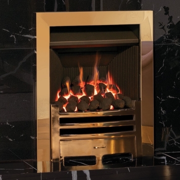 Gazco Logic Arts Inset HE Conventional Flue Gas Fire Brass