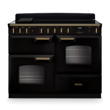 Rangemaster Classic Deluxe 110cm Induction Range Cooker, Gloss Black/Brass