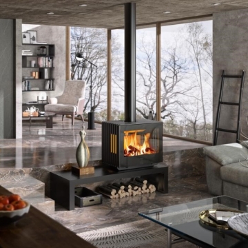 Hergom Glance Wide Wood Burning Stove, Wall Hung or Table Stand