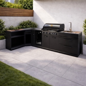 Grllr Outdoor Kitchen with BBQ, Sink & Kamado Unit
