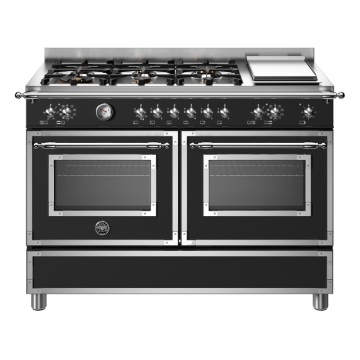 Bertazzoni 120cm Heritage Series 6 Burner Electric Double Oven, Nero Matt Black