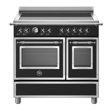 Bertazzoni 90cm Heritage Series Induction Top Electric Double Oven, Nero Matt Black Bertazzoni 90cm Heritage Series Induction Top Electric Double Oven, Nero Matt Black