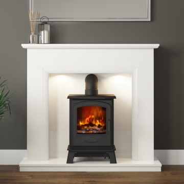 Elgin & Hall Holton 50" Marble Inglenook Fireplace, White Marble Back Panel