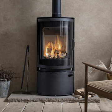 Arada Hoxton 7 Eco Wood Burning Stove, Tall Logstore, Black