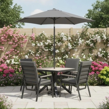 Kettler Tudor 4 Seat Reclining Dining Set With Parasol & Base
