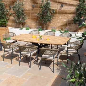 Maze Bali Rope Weave 8 Seat Oval Dining Set