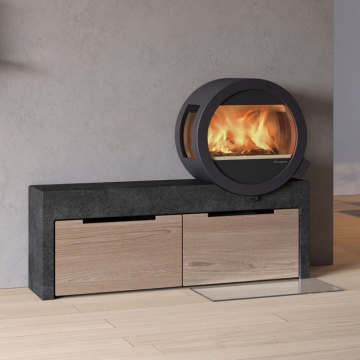 Nordpeis ME With Concrete Bench Wood Burning Stove