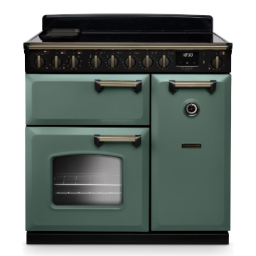 Rangemaster Classic Deluxe 90cm Induction Range Cooker, Mineral Green/Brass Rangemaster Classic Deluxe 90cm Induction Range Cooker, Mineral Green/Brass
