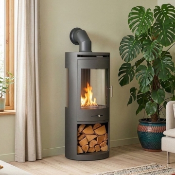 OKO S7 Bioethanol Panoramic Stove With Log Store