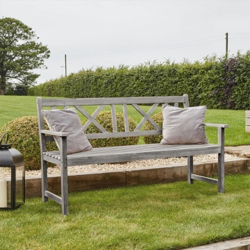 Pacific Lifestyle Cambridge 3 Seat Wooden Bench, Antique Grey Pacific Lifestyle Cambridge 3 Seat Wooden Bench, Antique Grey