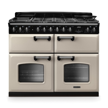 Rangemaster Classic Deluxe 110cm Base Cavity Dual Fuel Range Cooker, Pale Cream/Chrome