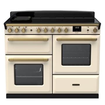 Rangemaster Estel Deluxe 110cm Induction Range Cooker, Pale Cream/Antique Brass