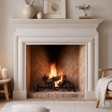 Penman Avellino 57" Agean Limestone Fire Surround