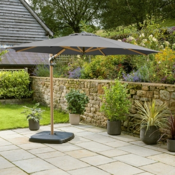 Kettler 3.0m Free Arm Round Parasol, Wood Effect