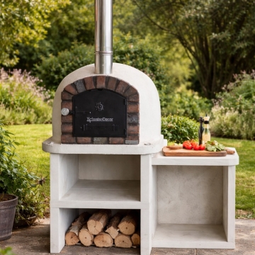 XclusiveDecor Premier Wood Fired Pizza Oven With Stand & Side Table