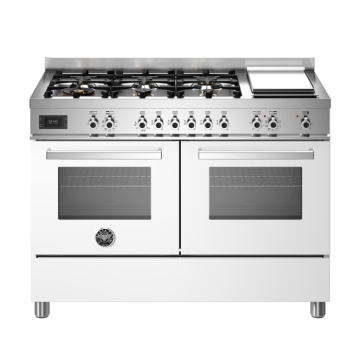 Bertazzoni 120cm Professional Series 6 Burner & Griddle Electric Double Oven, Bianco White