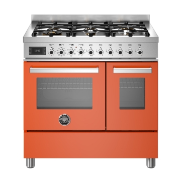 Bertazzoni 90cm Professional Series 6-Burner Electric Double Oven, Arancio Orange Bertazzoni 90cm Professional Series 6-Burner Electric Double Oven, Arancio Orange