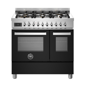 Bertazzoni 90cm Professional Series 6-Burner Electric Double Oven, Nero Black Bertazzoni 90cm Professional Series 6-Burner Electric Double Oven, Nero Black