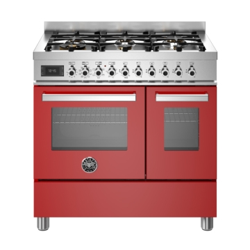 Bertazzoni 90cm Professional Series 6-Burner Electric Double Oven, Rosso Red Bertazzoni 90cm Professional Series 6-Burner Electric Double Oven, Rosso Red