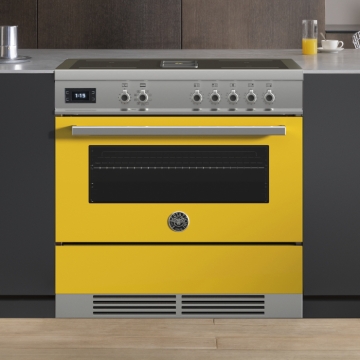 Bertazzoni 90cm Professional Series Air-Tec Induction Top And Integrated Hood, Giallo Yellow Bertazzoni 90cm Professional Series Air-Tec Induction Top And Integrated Hood, Giallo Yellow