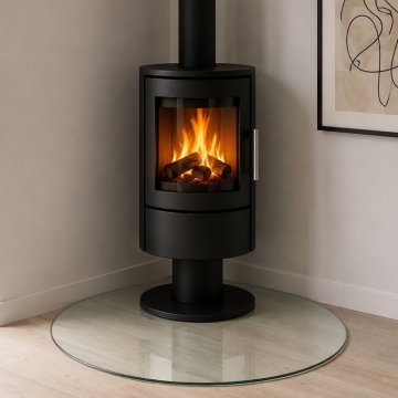 Gallery 1100mm x 1100mm Circular Transparent Glass Hearth